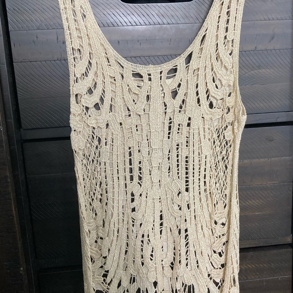 Creme crocheted tank top